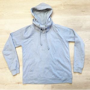 Blue Cowl Neck Hoodie Sweatshirt Size Large